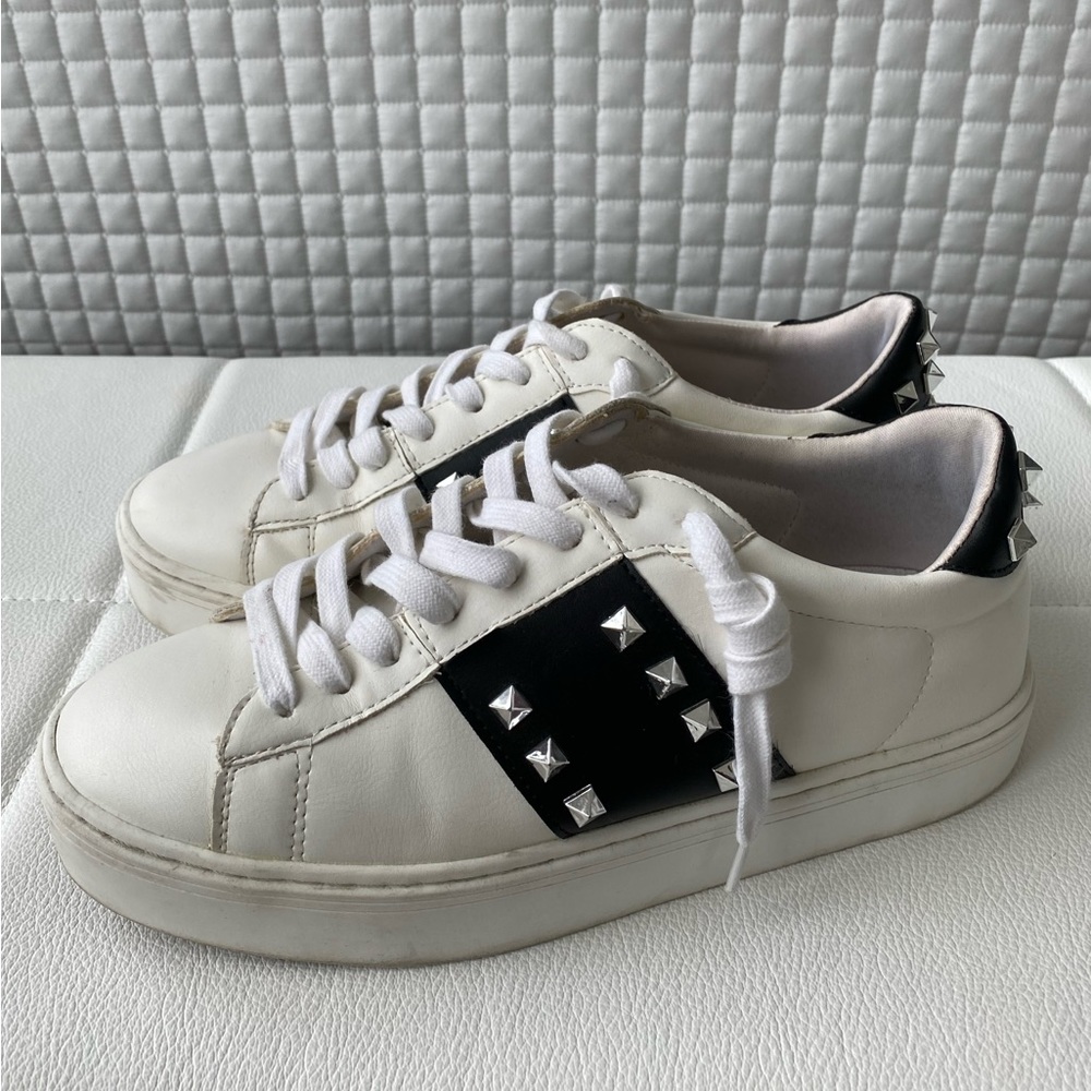 Steve Madden Black & White Studded Sneakers
